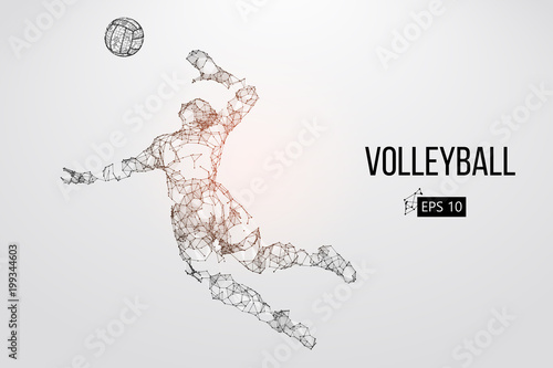Silhouette of volleyball player. Vector illustration.