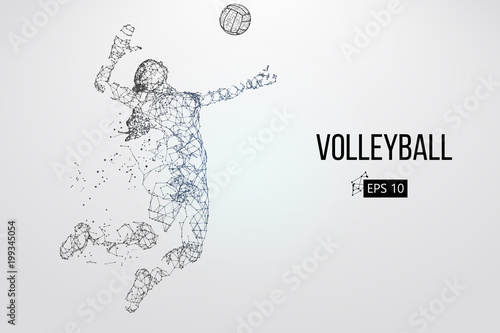 Silhouette of volleyball player. Vector illustration.