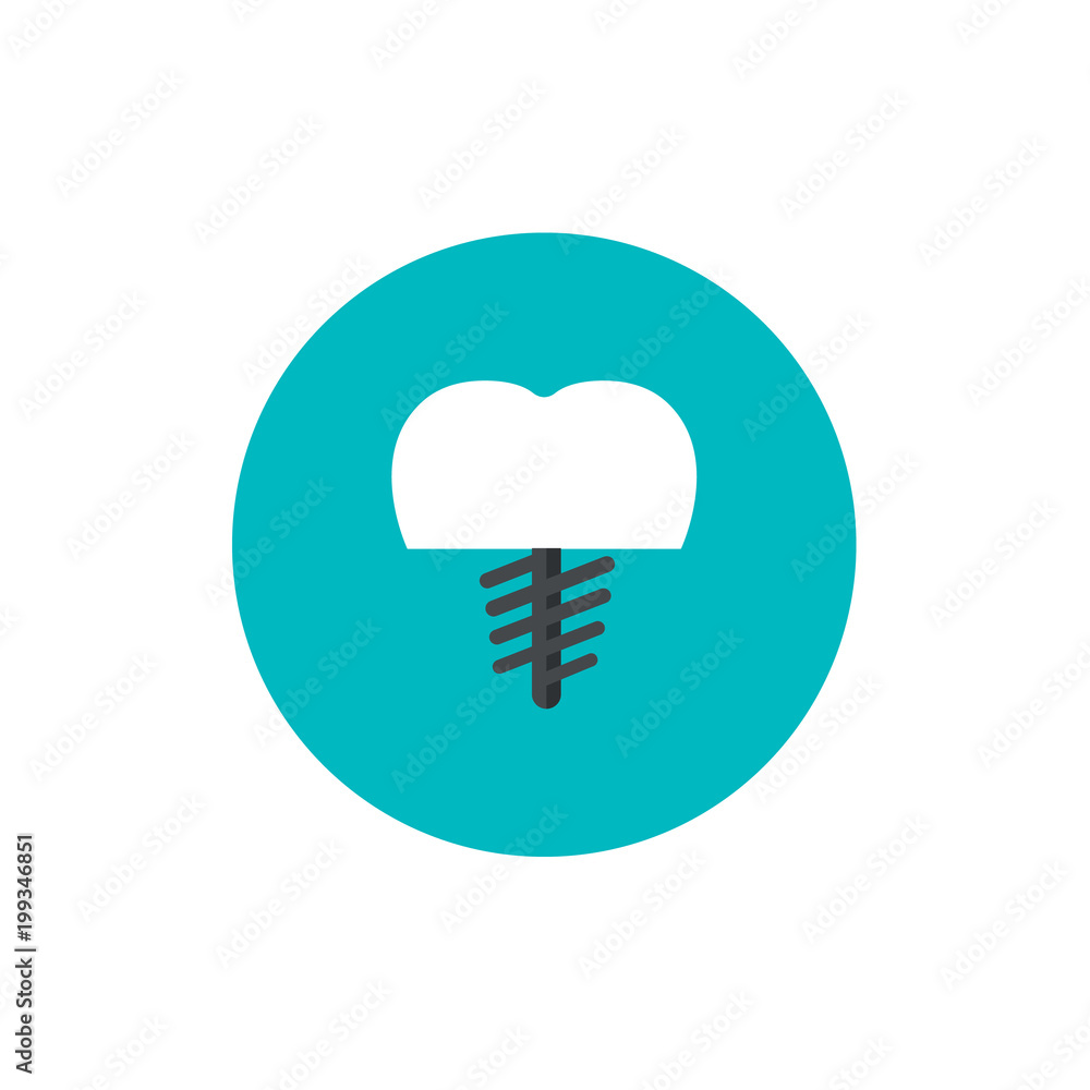 Dental core flat icon on green circle background Dental core flat icon on green circle background