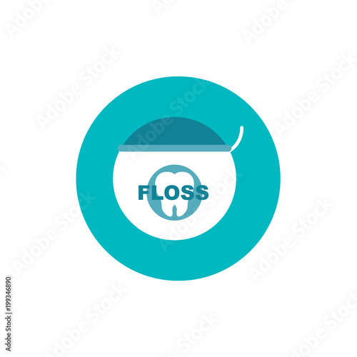 Dental floss flat icon on green circle background