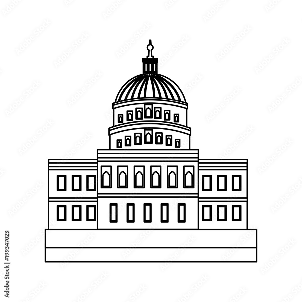 united states capitol building in washington dc vector illustration black and white