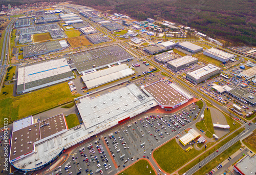 Fotografia Aerial view to industrial zone and technology park on Borska pole of Pilsen city in Czech Republic, Europe