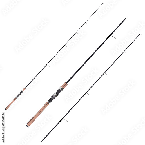 Feeder fishing rods vector flat illustration