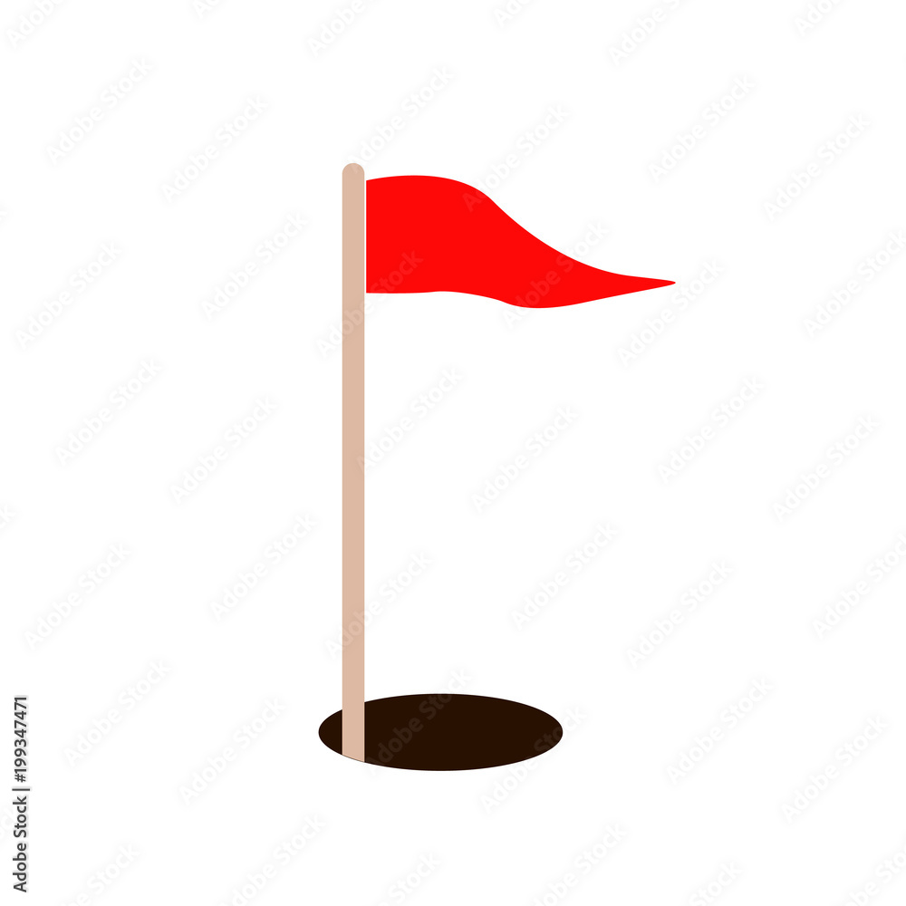 golf red flag and hole. vector icon illustration golf red flag and hole. vector icon illustration