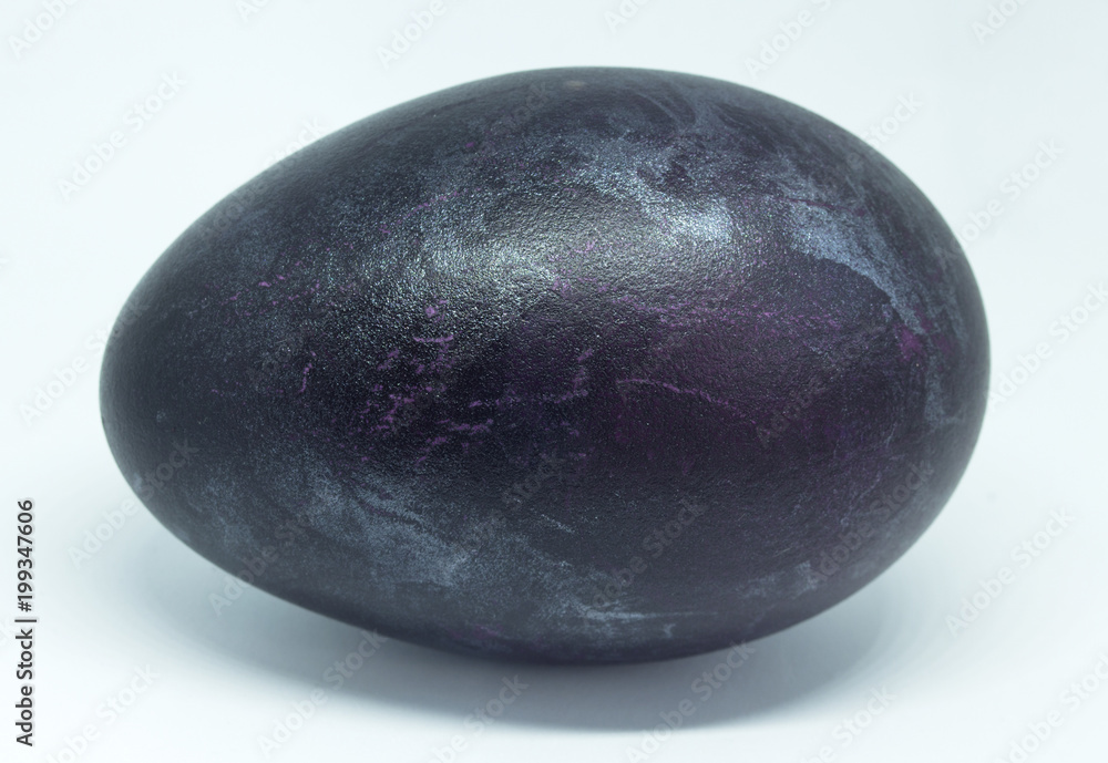Theme Easter. Close-up of a duck egg stained in dark shades of violet. Theme Easter. Close-up of a duck egg stained in dark shades of violet.