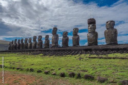 Row of Moais on Easter Island