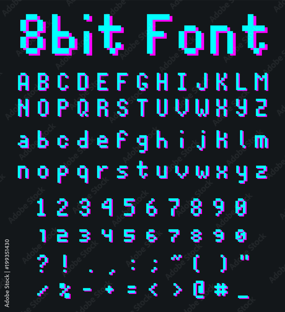 pixel type for games, retro font vector illustration Stock Vector ...