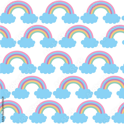 rainbow with clouds pattern background vector illustration design
