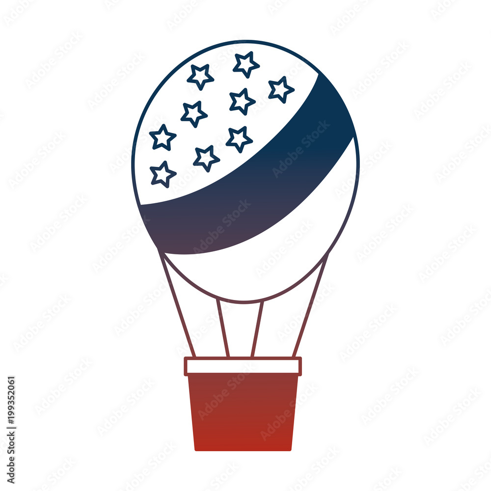 balloon air hot flying with USA flag vector illustration design