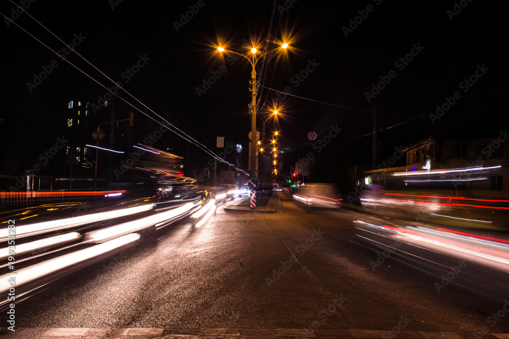 slow exposure road night