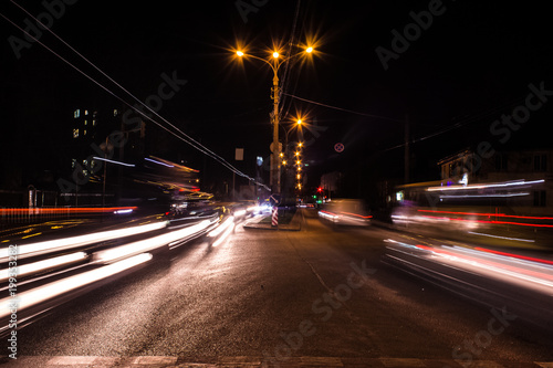 slow exposure road night