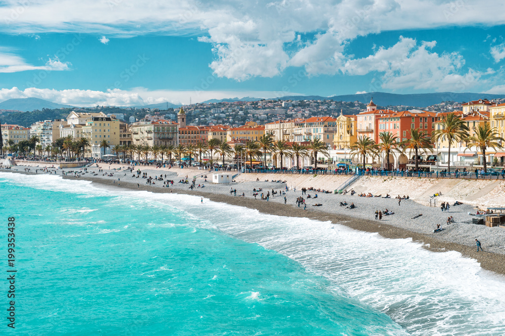 Nice city Promenade Anglais French riviera Mediterranean sea