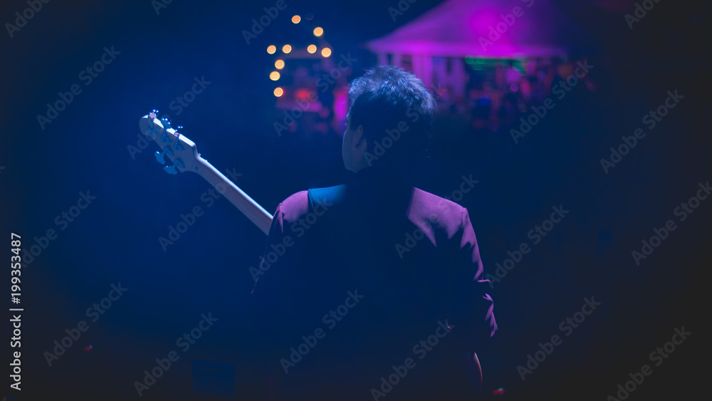 Bass player in concert Bass player in concert
