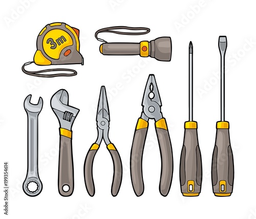 Set hardware tools. Vector engraving