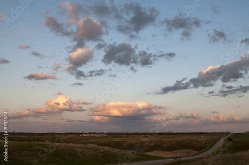 Blue sky with clouds. Steppe landscape. Summer steppe. Beautiful landscape. Steppe. Summer landscape