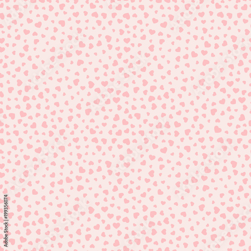 Pink hearts pattern. Valentines day background. Love romantic theme. Subtle vector abstract seamless texture with tiny scattered hearts. Elegant design for decor, greeting cards, wedding, baby shower