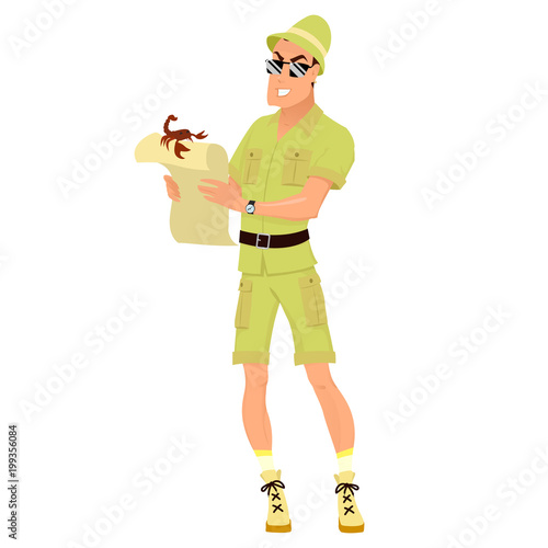 A man with a scorpion. Character representing Scorpio for a modern horoscope. EPS10 vector illustration.