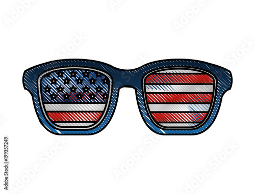 american flag on sunglasses accessory vector illustration drawing