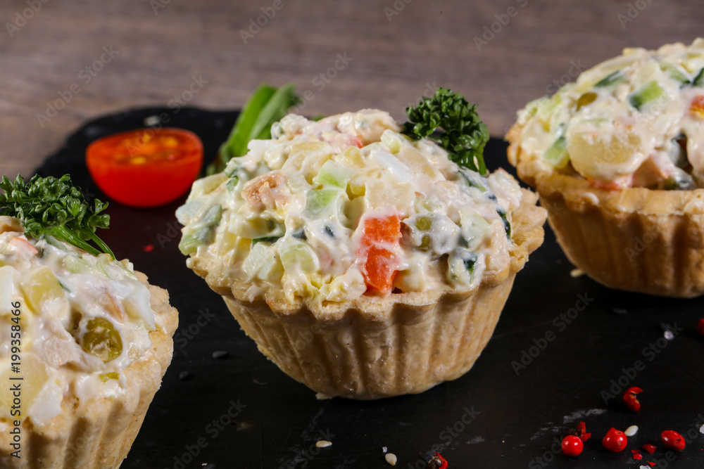 Russian salad canape Russian salad canape