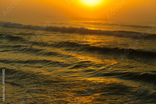 Beatiful red sunset over sea surface