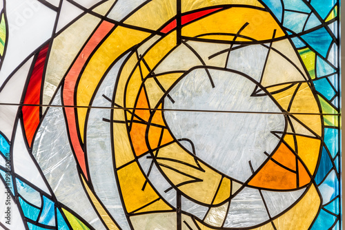 Colorful design of a modern stained glass window