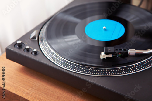 Vintage Record Turntable Plays Vinyl Disk