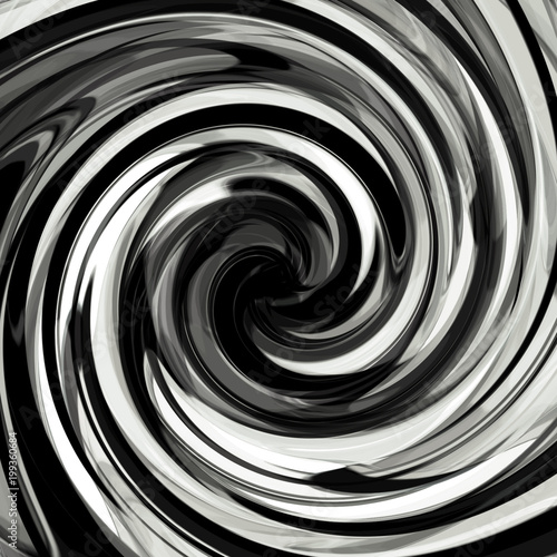 Swirl of Chrome Silver Metal Liquid Shining Reflective Metallic Spiral Background Design - High resolution illustration for graphic element or backdrop use.