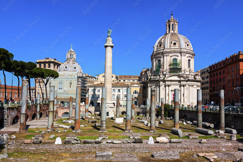Panoramic view of Imperial forum - Rome, Italy