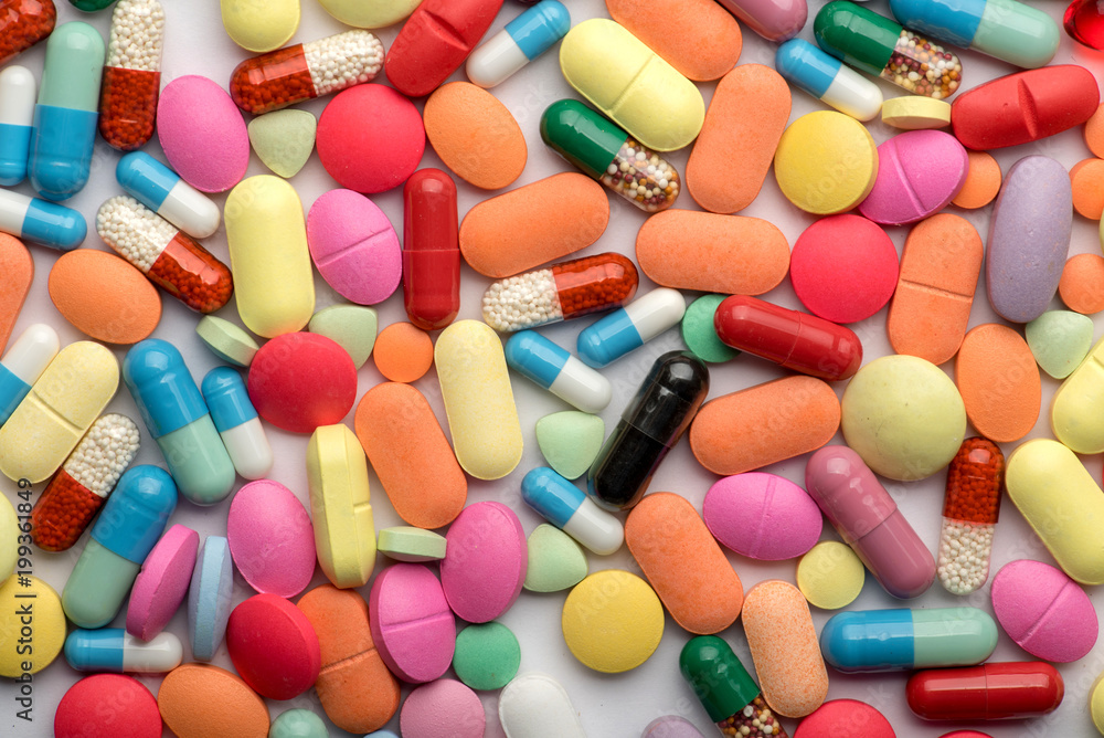 Pharmacy theme. Multicolored Isolated Pills and Capsules. Pharmacy theme. Multicolored Isolated Pills and Capsules.