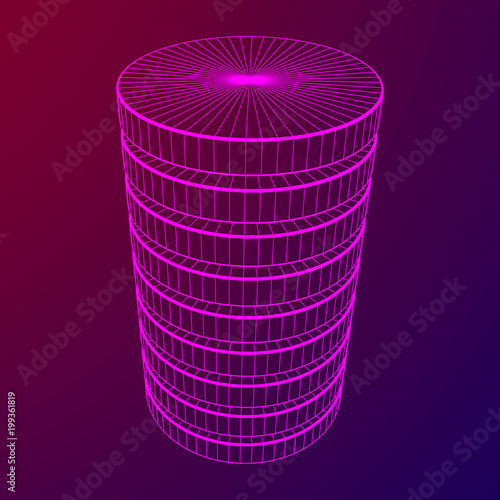 Futuristic server hard disk and database or battery cell