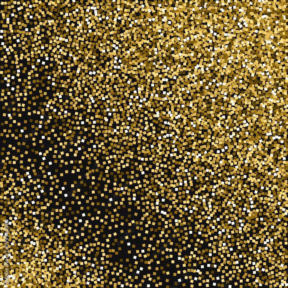 Gold glitter. Random scatter with gold glitter on black background. Splendid Vector illustration.