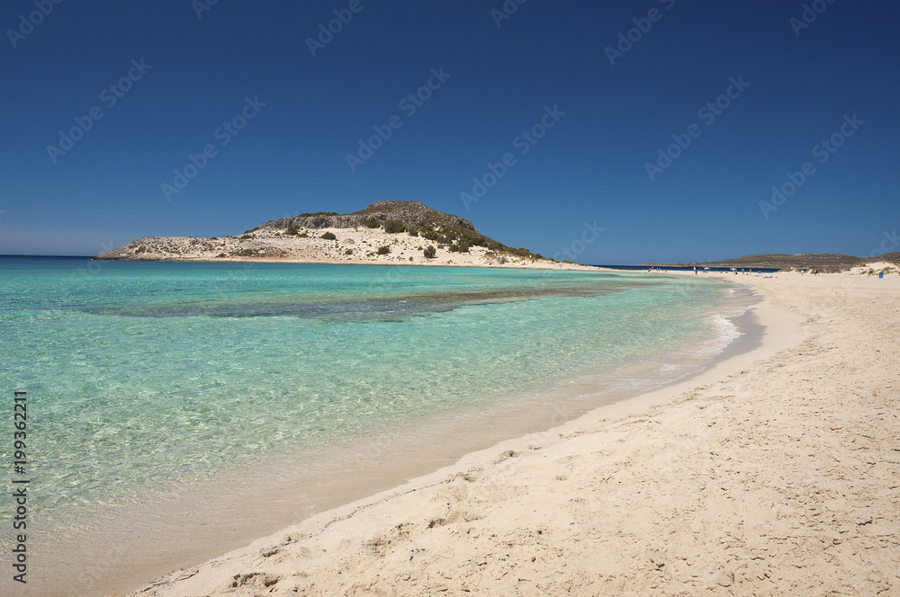 Crystal clear waters of exotic Simos beach at Elafonisos island in Greece