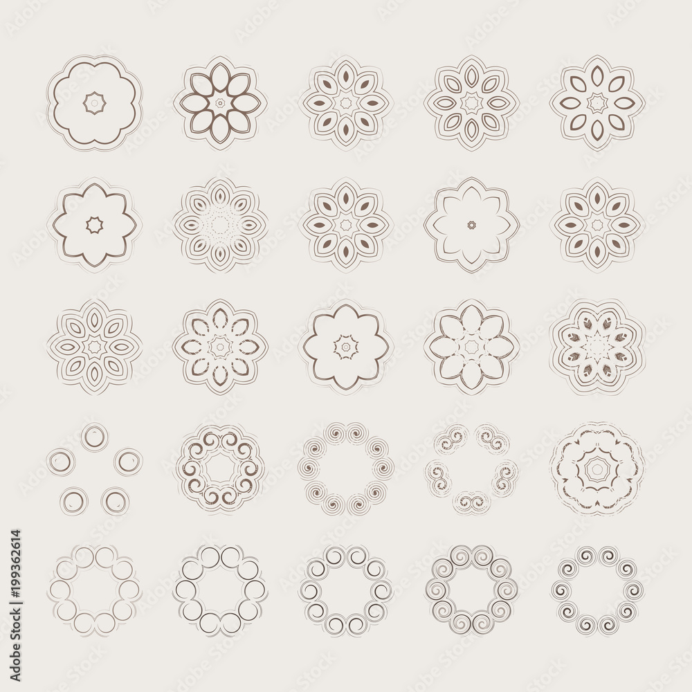 Circular drawing, mandalas for your projects. Set of abstract design elements. Circular drawing, mandalas for your projects. Set of abstract design elements.