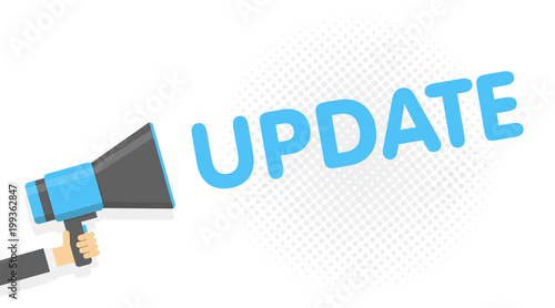 Hand Holding Megaphone with UPDATE Announcement