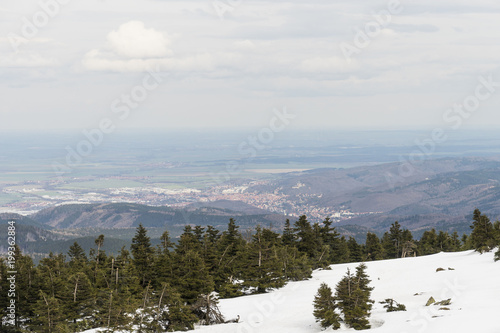 Beautiful view to Wernigerode, Schierke from the Brocken mountain in Germany / Harz mountains