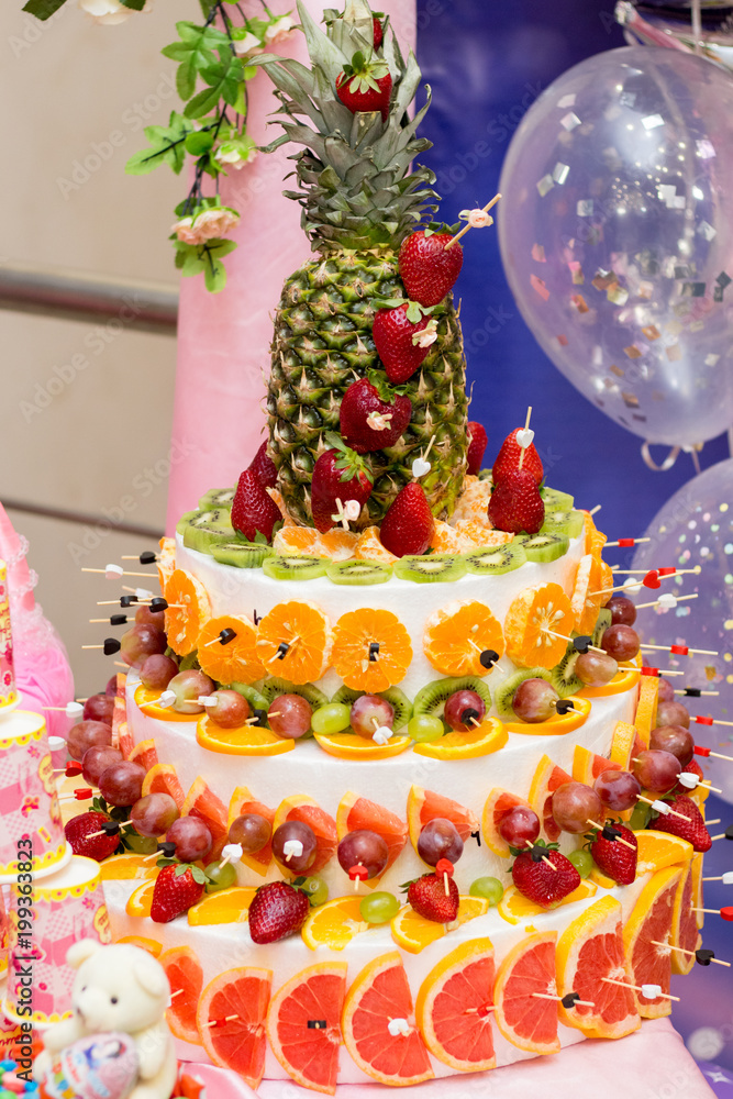 Cake with fruit on a child's birthday