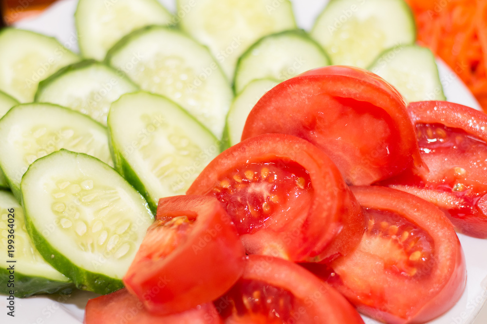 Vegetable mix. Tomato and cucumber Vegetable mix. Tomato and cucumber