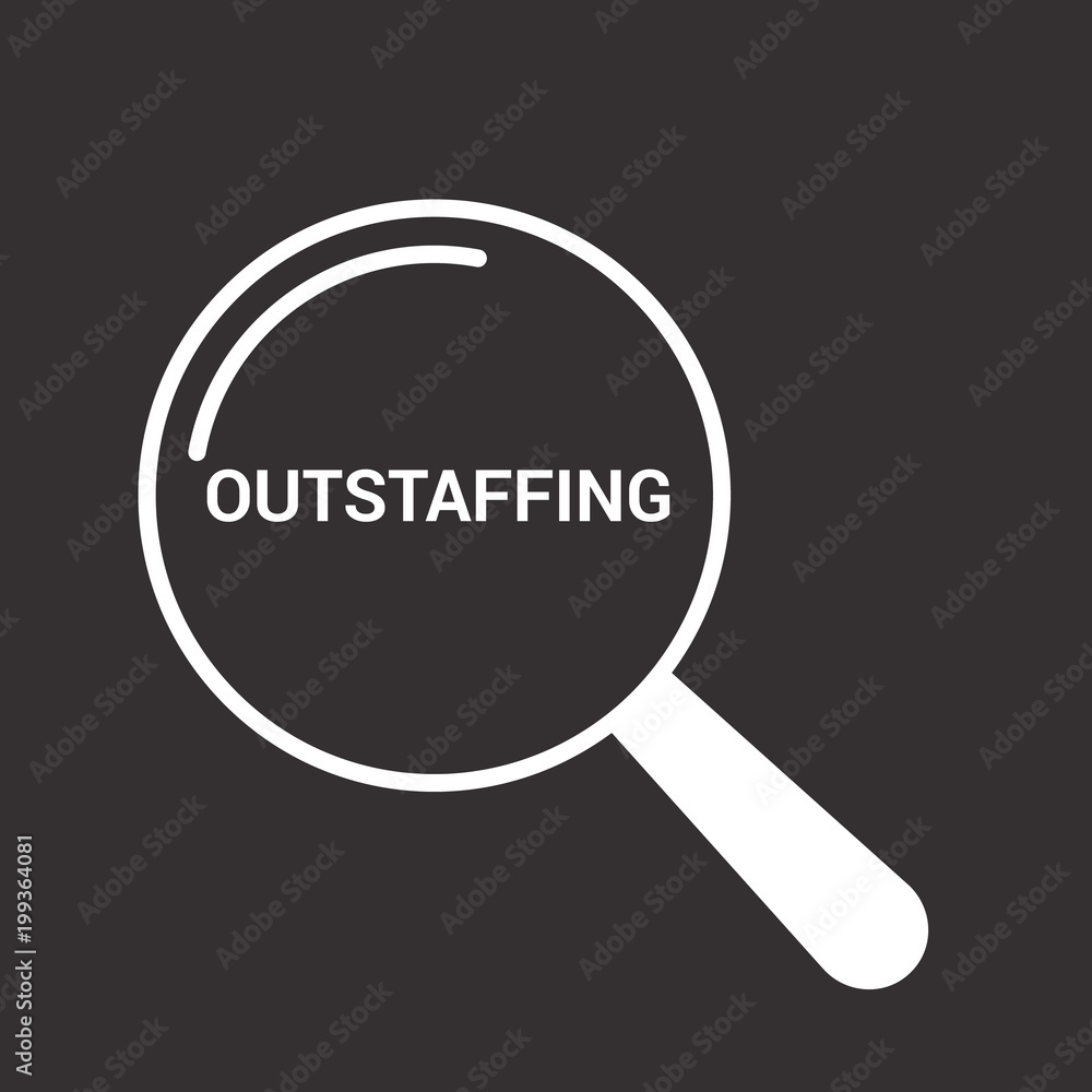 Finance Concept: Magnifying Optical Glass With Words Outstaffing Finance Concept: Magnifying Optical Glass With Words Outstaffing