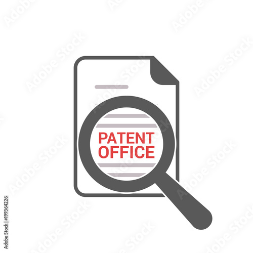Law Concept: Magnifying Optical Glass With Words Patent Office