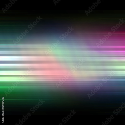 Glowing colorful motion blur night club light effect in a horizontal banner design space on a black background