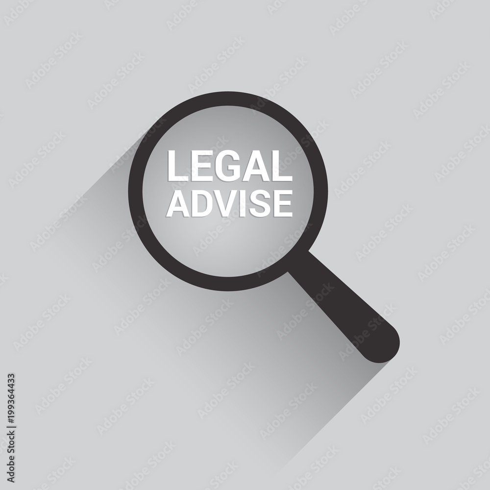 Law Concept: Magnifying Optical Glass With Words Legal Advise Law Concept: Magnifying Optical Glass With Words Legal Advise