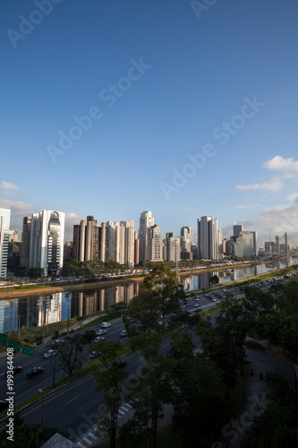 View of the Pinheiros River and corporate buildings in the city of Sao Paulo. © Imago Photo