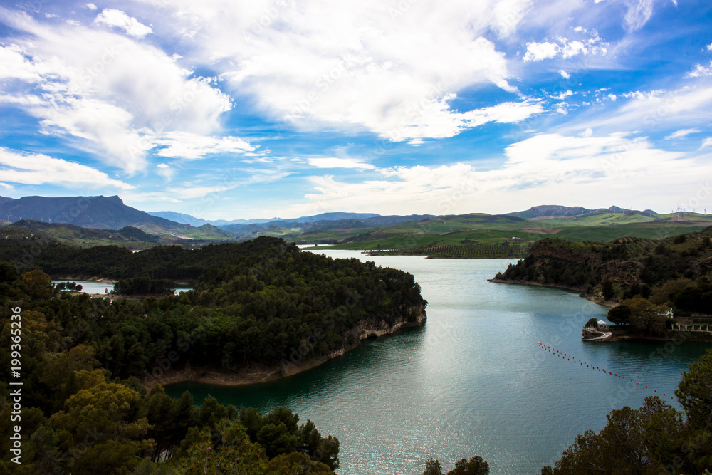 Landscape. View of the lake “El Chorro” Malaga, Spain.