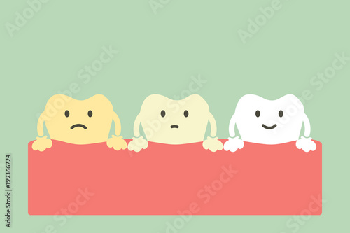yellow to white tooth, teeth whitening concept
