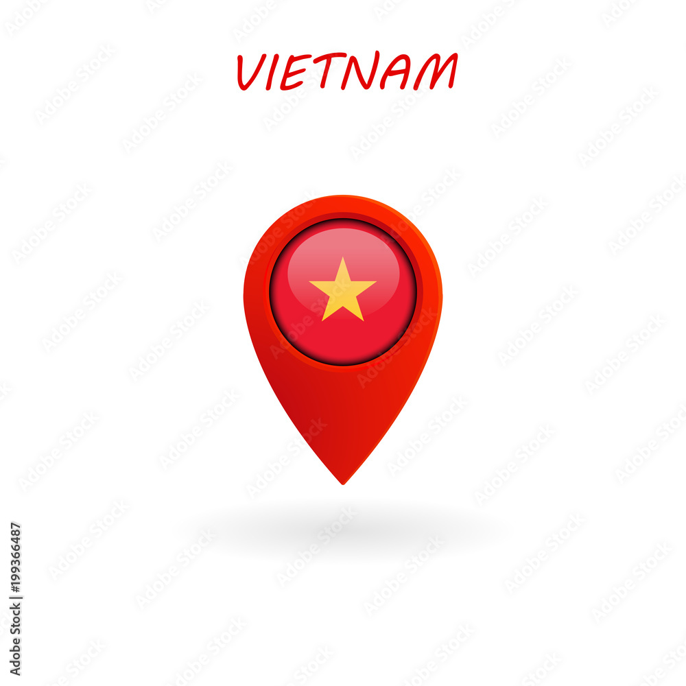 Location Icon for Vietnam Flag, Vector Location Icon for Vietnam Flag, Vector