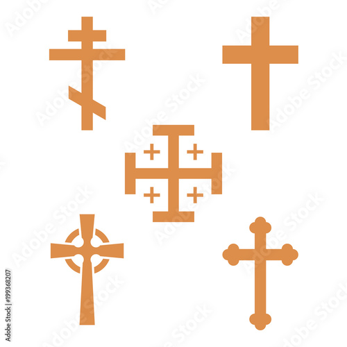 Christianity church cross religion vector religionism flat illustration of traditional holy sign silhouette praying religionary christian faith religionist priest church culture symbol.