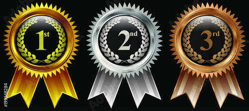 Winners Medal badge gold silver bronze icon