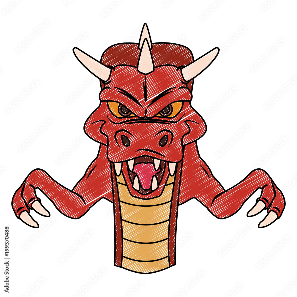 Evil dragon Videogame character cartoon vector illustration graphic