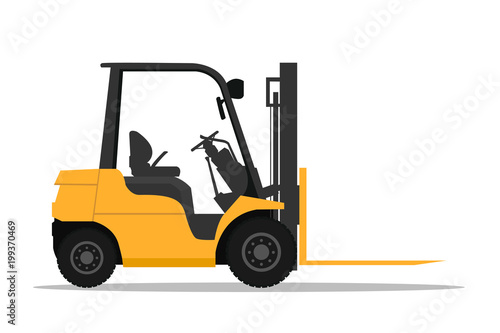 Stock forklift with fork extensions photo