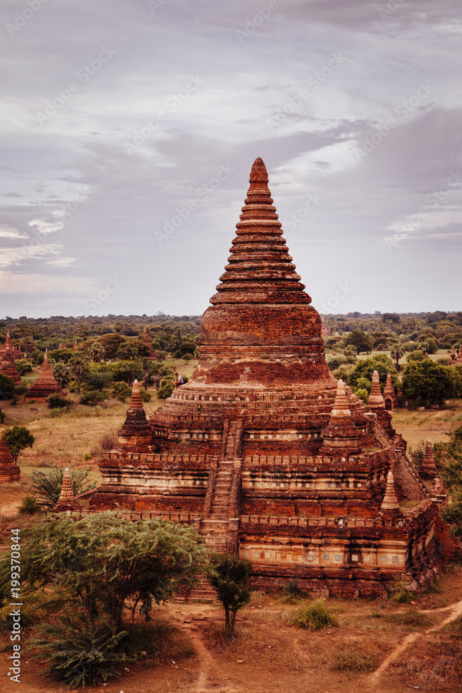 High angle view of Buddhist Temple against cloudy sky High angle view of Buddhist Temple against cloudy sky